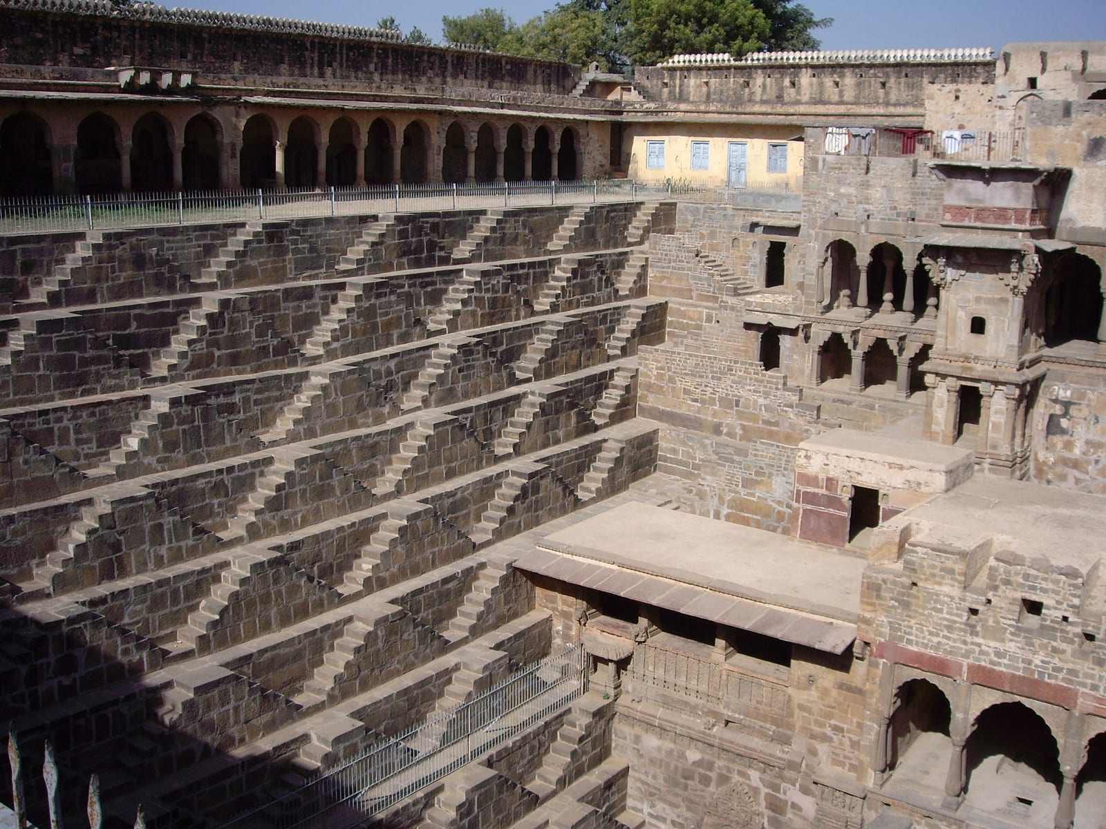 The deep symmetrical steps of Chand Baori stepwell at Abhaneri