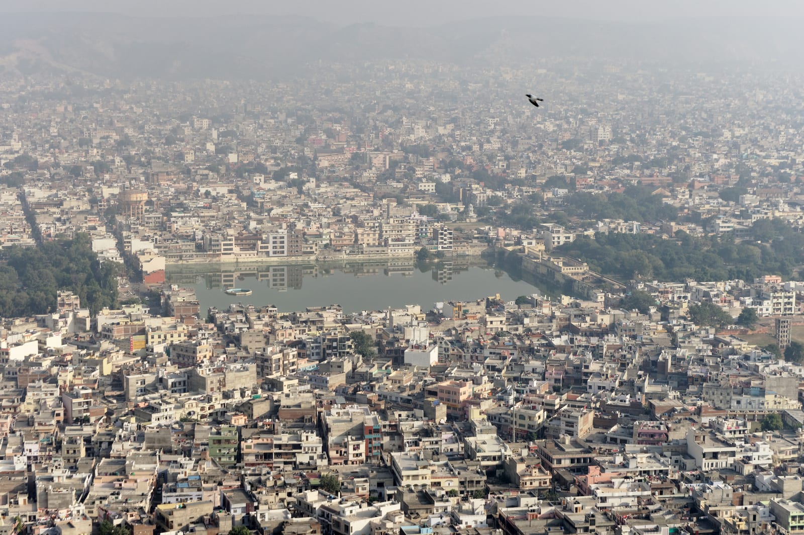 The view over Jaipur from Nahargarh Fort on the Aravalli ridge