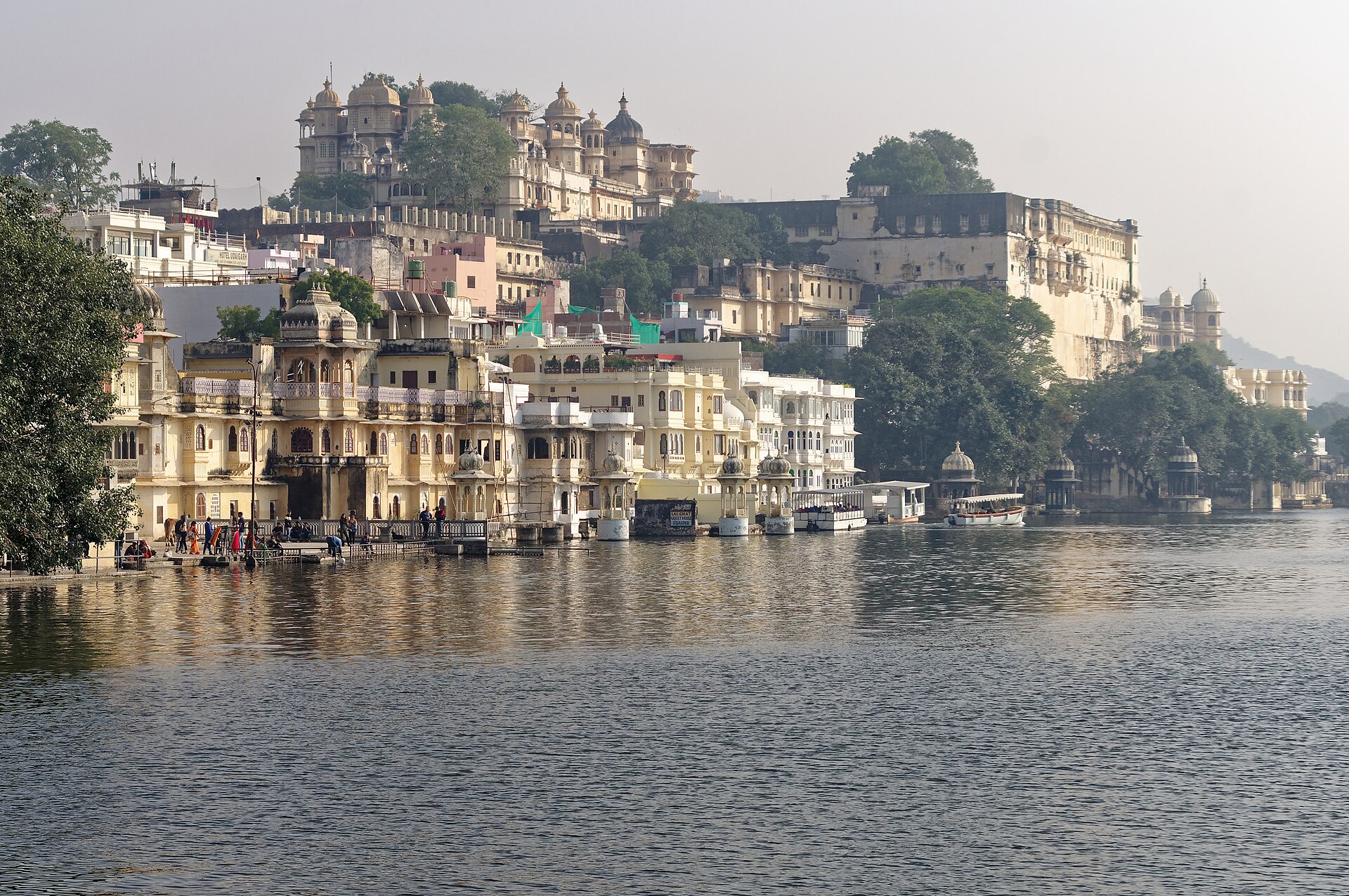 Lake Pichola with the City Palace along the waterfront, Udaipur